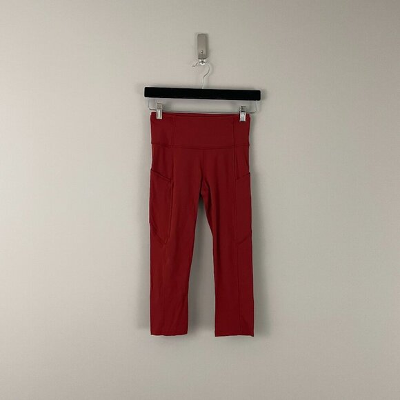 Lululemon Fast and Free Crop II 19" Non-Reflective Magma Leggings Size 4 - Picture 1 of 7